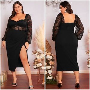 Plus Suze Black Lace Midi Dress - Size XXXL